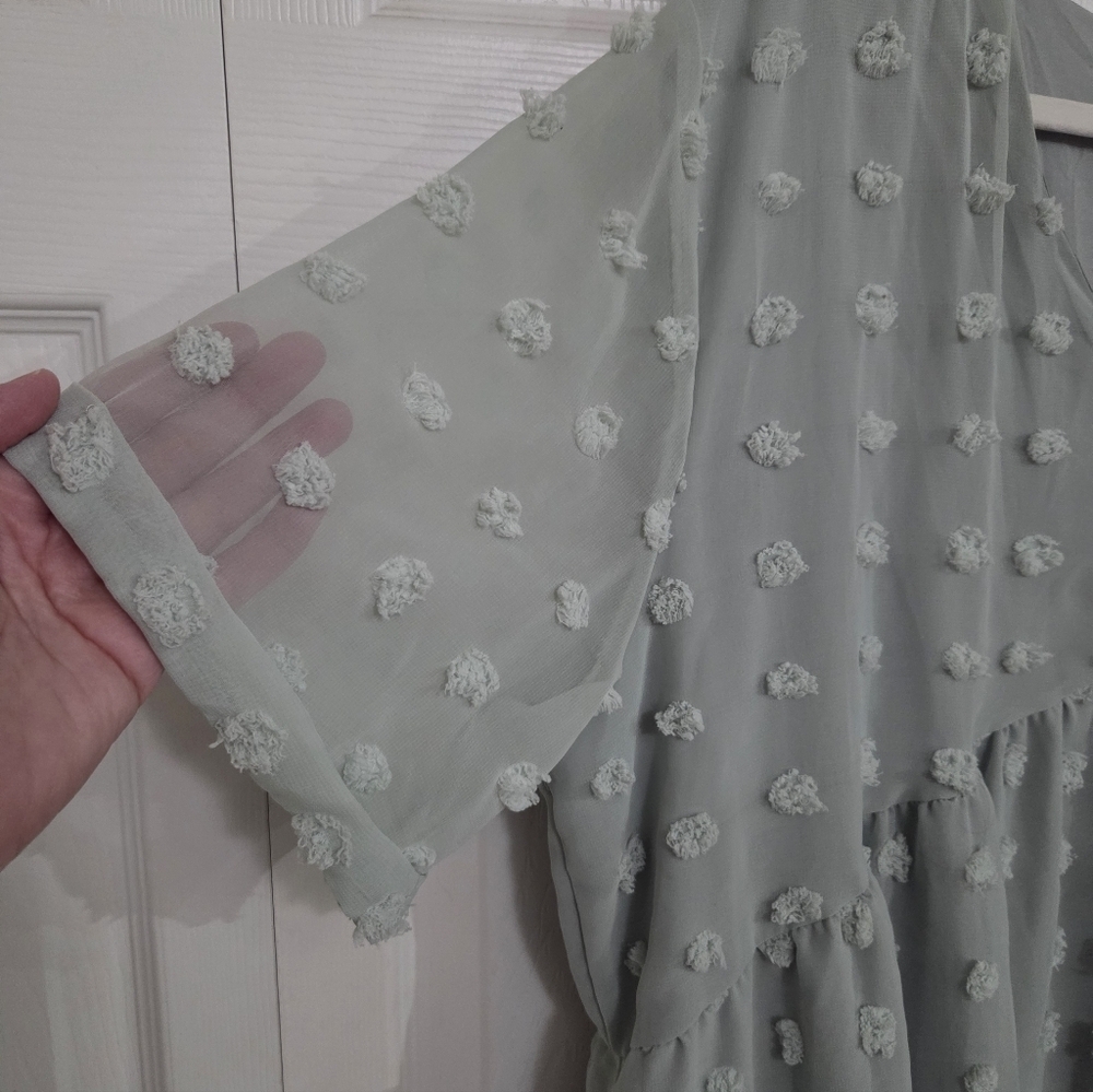 Hbeyyto Light Green Textured Dress Size 3XL - Picture 4 of 10